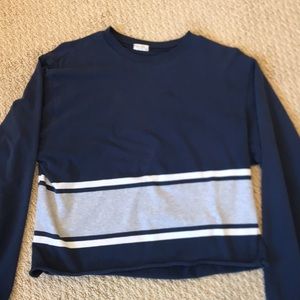 Blue and Grey Striped Brandy Melville Top